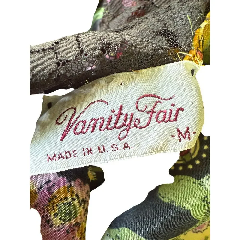 Vanity Fair‎ gorgeous vintage black floral maxi nighty lingerie or dress